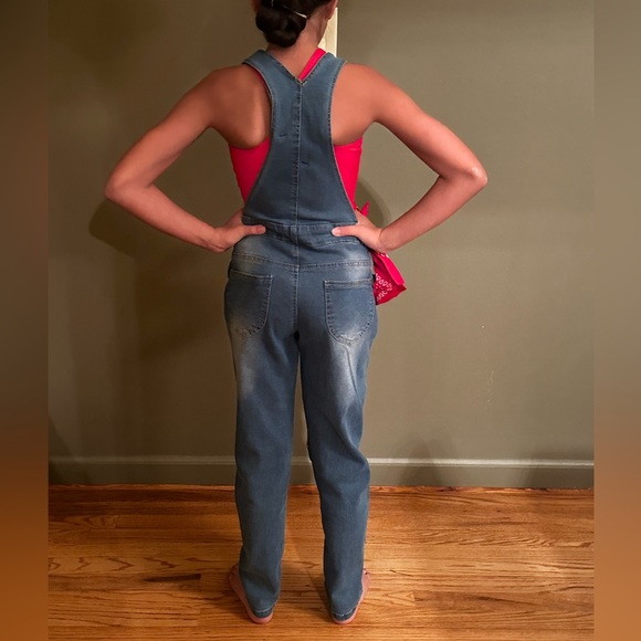 Costume overalls w/ red patches, rhinestones, red bandana (shirt not included) - Picture 2 of 3
